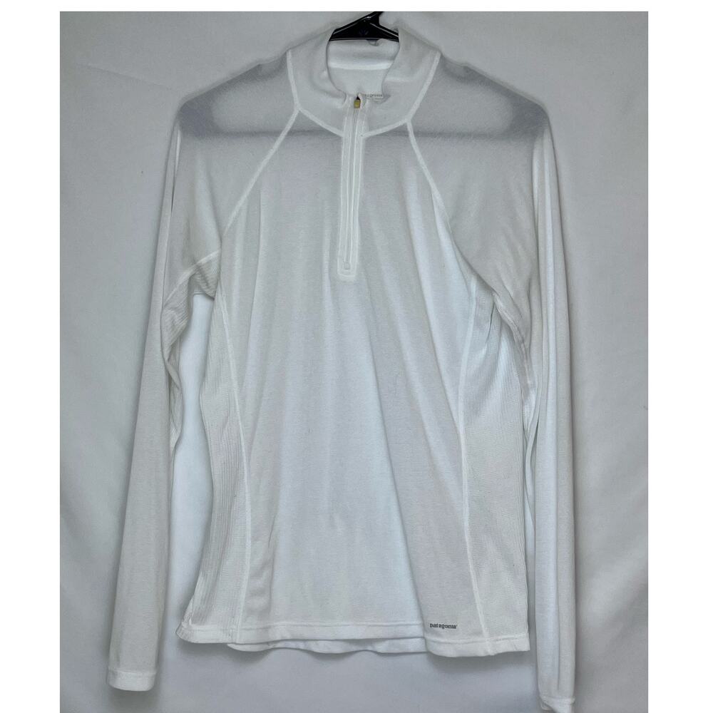 Patagonia Women's White 1/4 Zip Long Sleeve Pullover Layer Athleisure - L